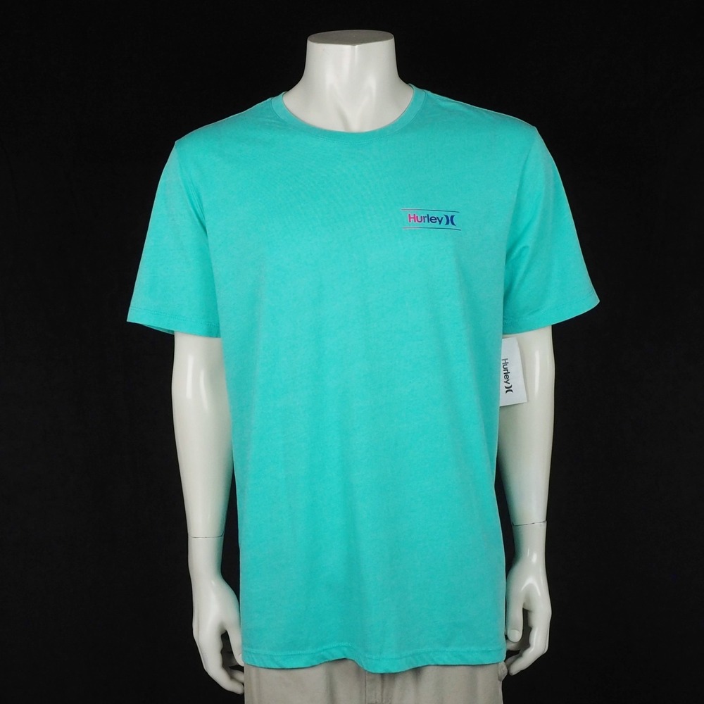 New Hurley Everyday Washed Graphic Tee Shirt Mens Large Aqua Blue Oao Slashed